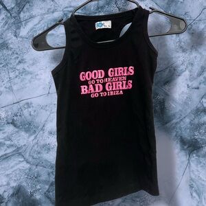 Black Graphic Tank Top “Good Girls Go to Heaven Bad Girls Go to Ibiza”